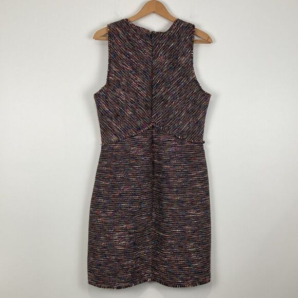 Sam Edelman Women's 12 Dress Sleeveless Black Rainbow Tweed Shift Workwear - Picture 4 of 8